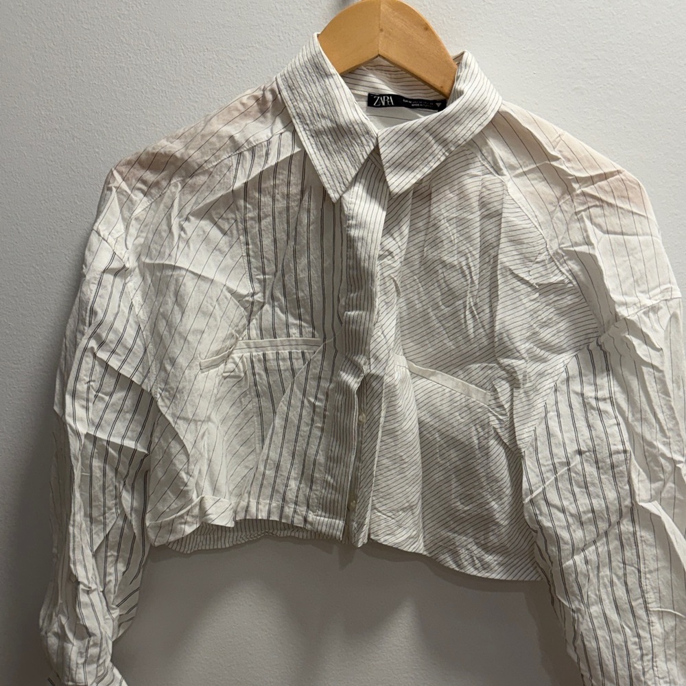 Zara White Striped Blouse